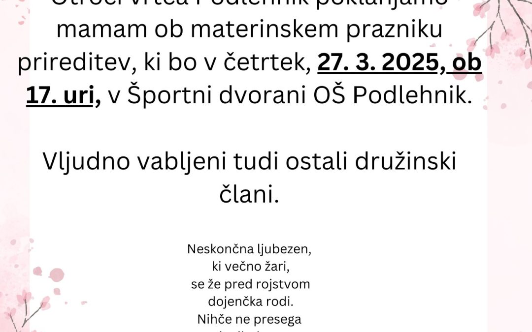 Prireditev ob materinskem dnevu 2025